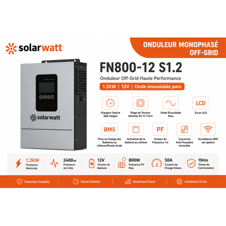 Onduleur solaire Hybride/Off-grid SOLARWATT 1.2kW/12V Monophasé au Maroc | Prix & Devis