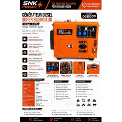 Groupe électrogène diesel SNK Power DG8500W- HELIANTHA Maroc