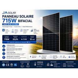 Panneau Solaire JA Solar 715W Bifacial N-Type Double Verre DeepBlue 4.0 Pro – Maroc