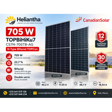 Panneau Solaire Canadian Solar 705W Bifacial N-Type | Maroc