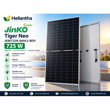 Panneau Solaire JinkoSolar 725W Tiger Neo N-Type | Maroc