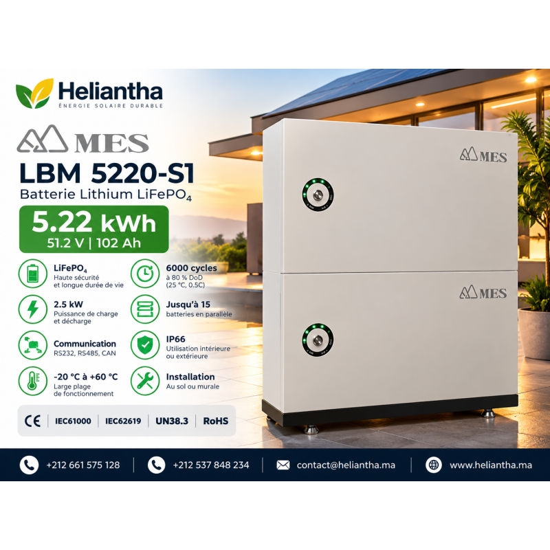 Batterie Lithium MES LBM 5220-S1 5.22kWh 51.2V | Maroc