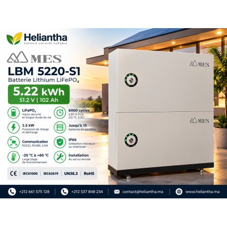 Batterie Lithium MES LBM 5220-S1 5.22kWh 51.2V | Maroc